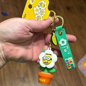 Minions Dave Flower Keychain with Orange Pot
